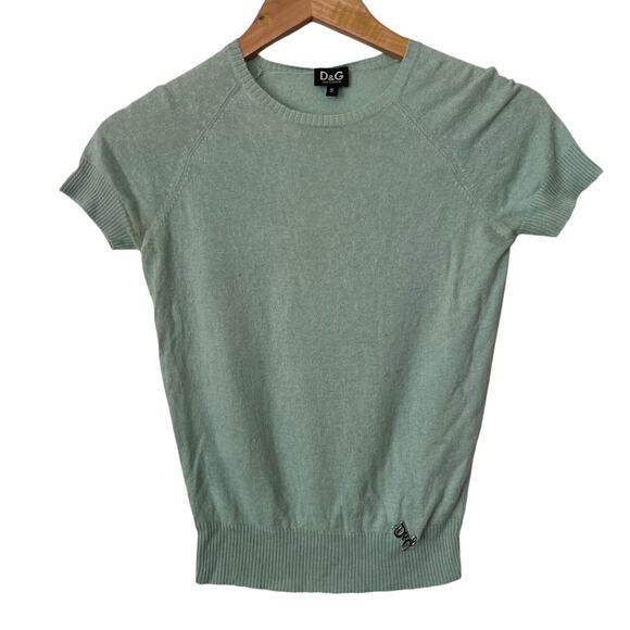 Dolce & Gabbana Mint Green Short Cap Sleeve Crewneck Soft Sweater • Size S - Picture 1 of 4